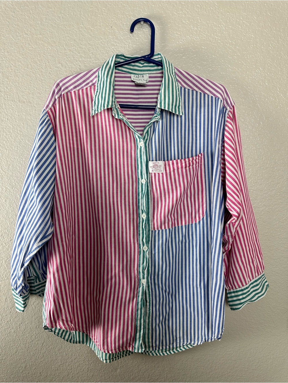 Earth Angels Striped pajama set — Green, Purple, White M